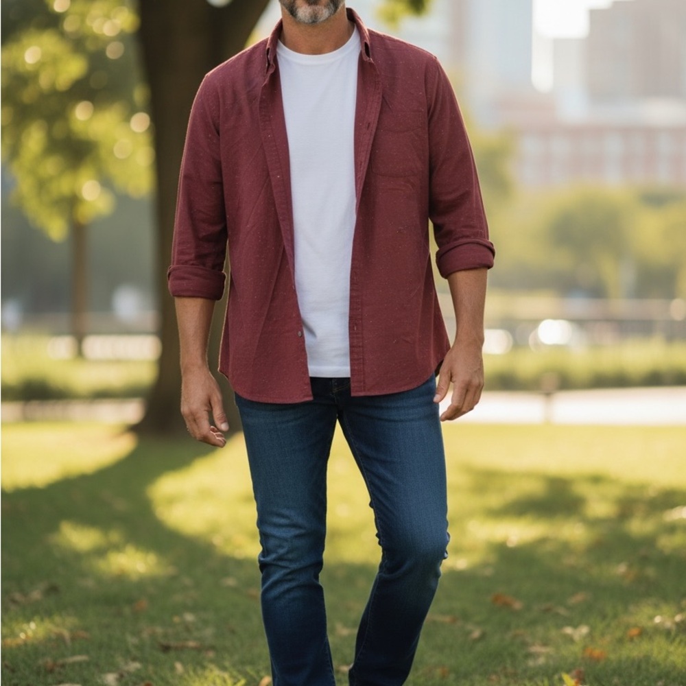 Mossimo Supply Co. Men's Burgundy Lightweight Shirt Jacket